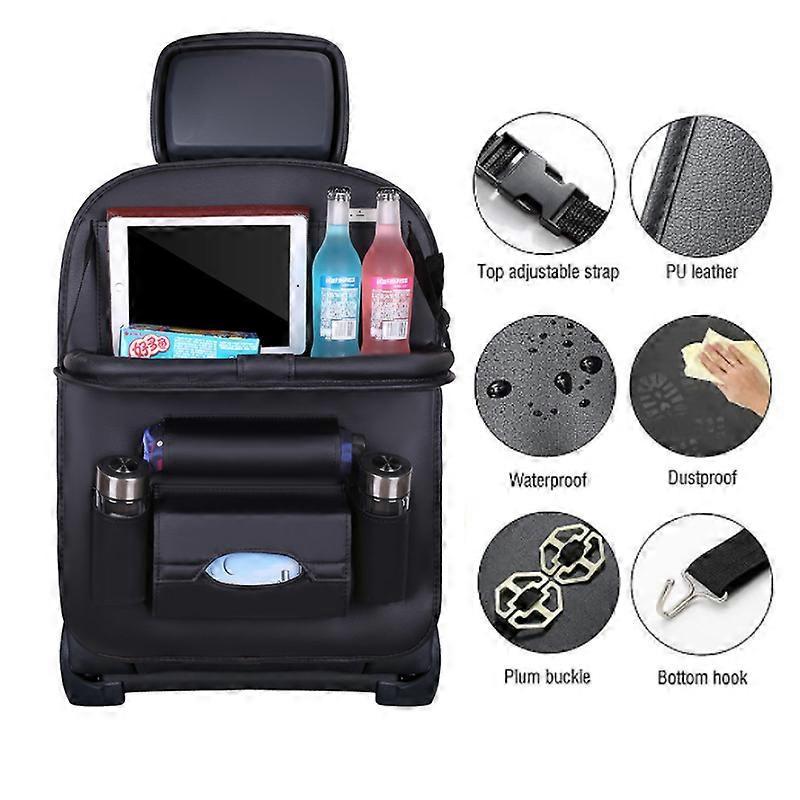 Car Chair Organiser, Car Backseat Organiser With Foldable Tray Table, Car Storage