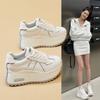 Fashion Top Quality 7CM 8.5CM Genuine Leather Spring Autumn Chunky Sneakers Breathable Casual Platform Wedge Flats Women Vulcanize Shoes