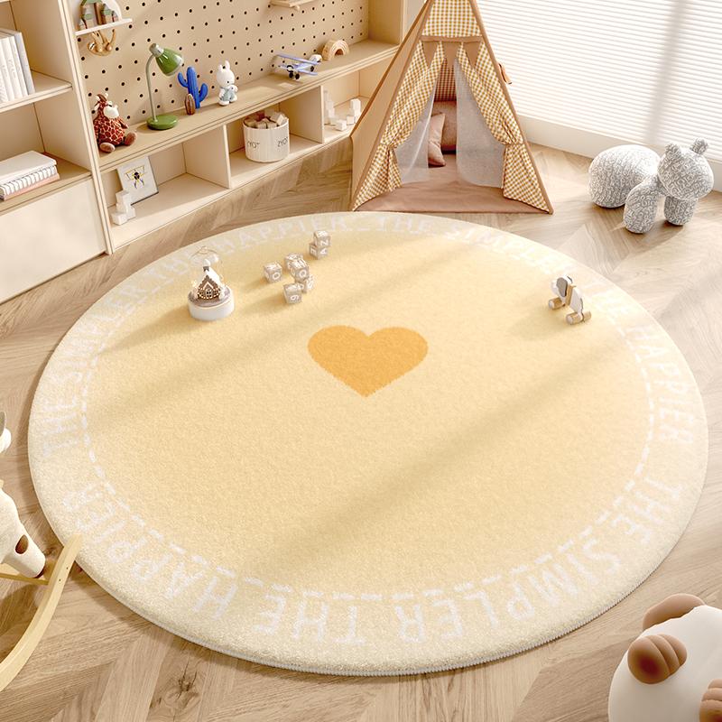Pink Girl New Round Carpet Children Room Warm Fluffy Soft Decorative Carpets Geometric Love Anti Slip Rug Carpet for Living Room