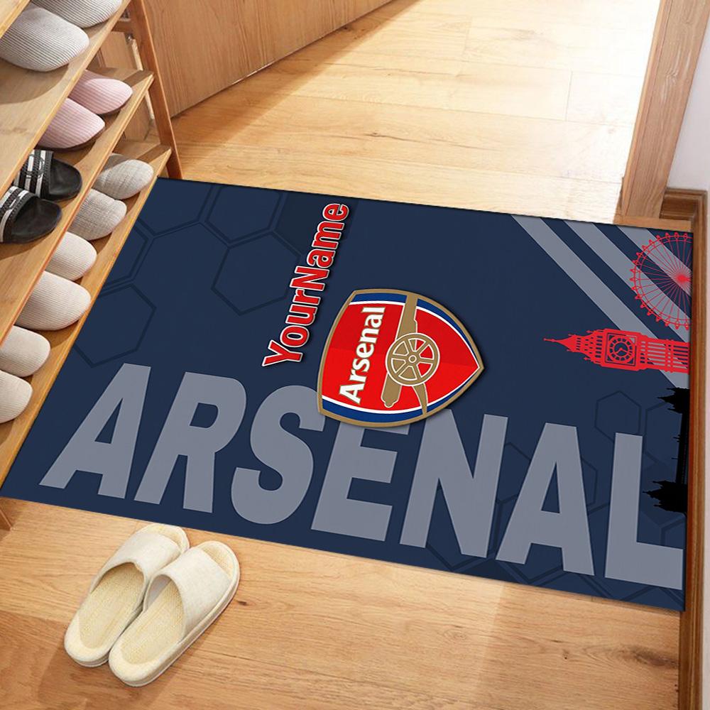 Arsenal Customize Your Name Floor Rug Office Rug Design for Outdoor Balcony Foyer Playrooms Anti-slip Rug Anime Office Decor