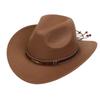 Women Men Western Cowboy Hat, Wide Curved Brim Felt Cowgirl Hat, Vintage Jazz Riding Hat, Removable Hat Belt, Head Circumference 56‑58cm