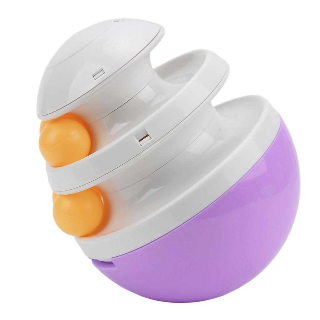Cat Turntable Toys Track Adjustable Leakage Device Cat Leaky Food Ball for Cats DogsPurple