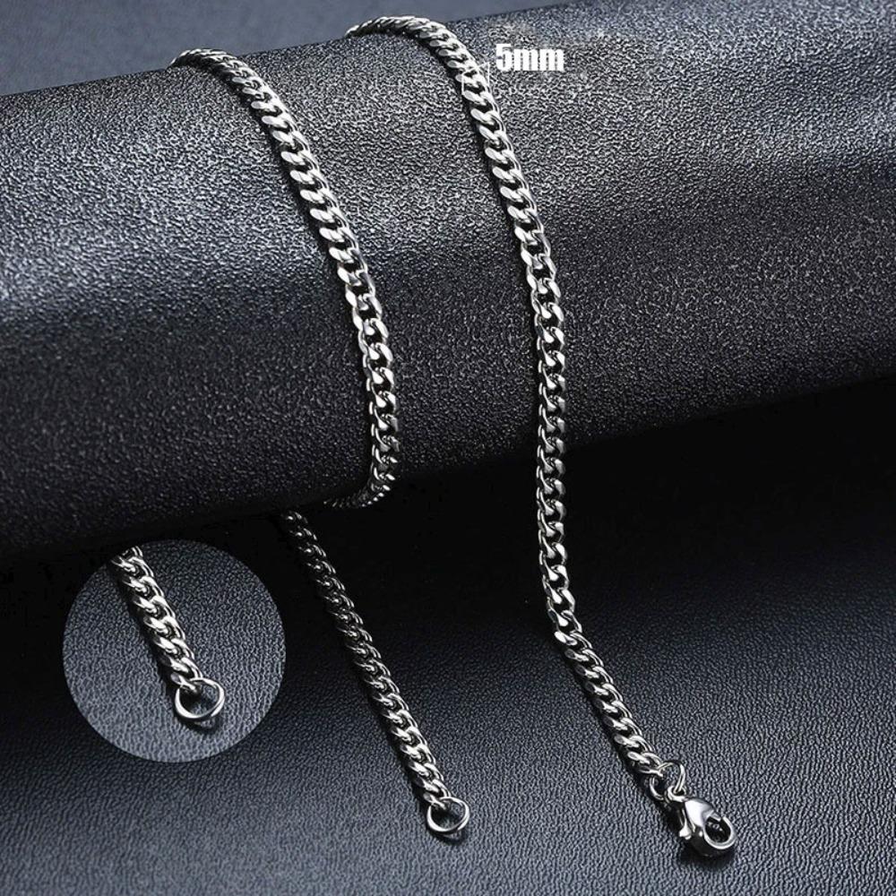 

Cuban Chain Necklace for Men Women,Basic Punk Stainless Steel Curb Link Chain Chokers 50cm