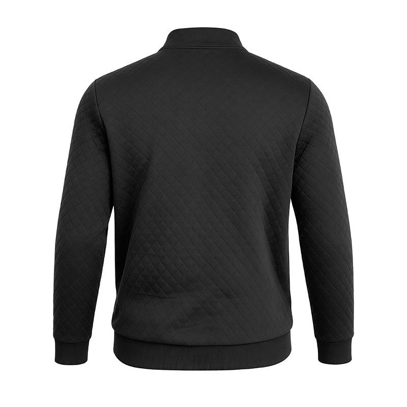 Autumn Winter Men's Solid Color Plaid Hoodie Fashion Stand Collar Half Zipper Casual Sweatshirts Men Loose Pullovers