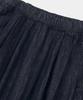 Columbia University All-Round Pleats Denim Long Skirts Indigo Denim