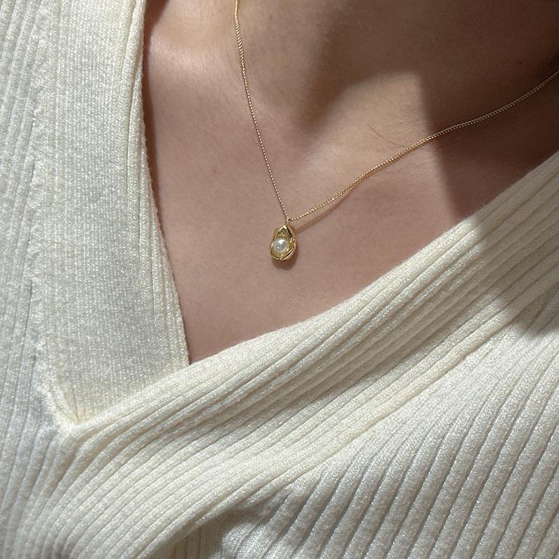 S925 Sterling Silver Pearl Pea Necklace - Korean INS Style, Fashionable & Simple Clavicle Chain