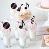 Confezione da 24 Topper per Torta Note Musicali Neri Scintillanti Decorazioni per Cupcake in Carta Stile Retrò per Eventi Festival