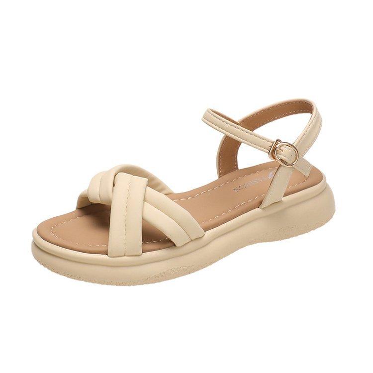 One-word Buckle with Platform Sandals Women's Summer Wear 2025 New Versatile Soft Sole with Skirt Fairy Style Roman Shoes