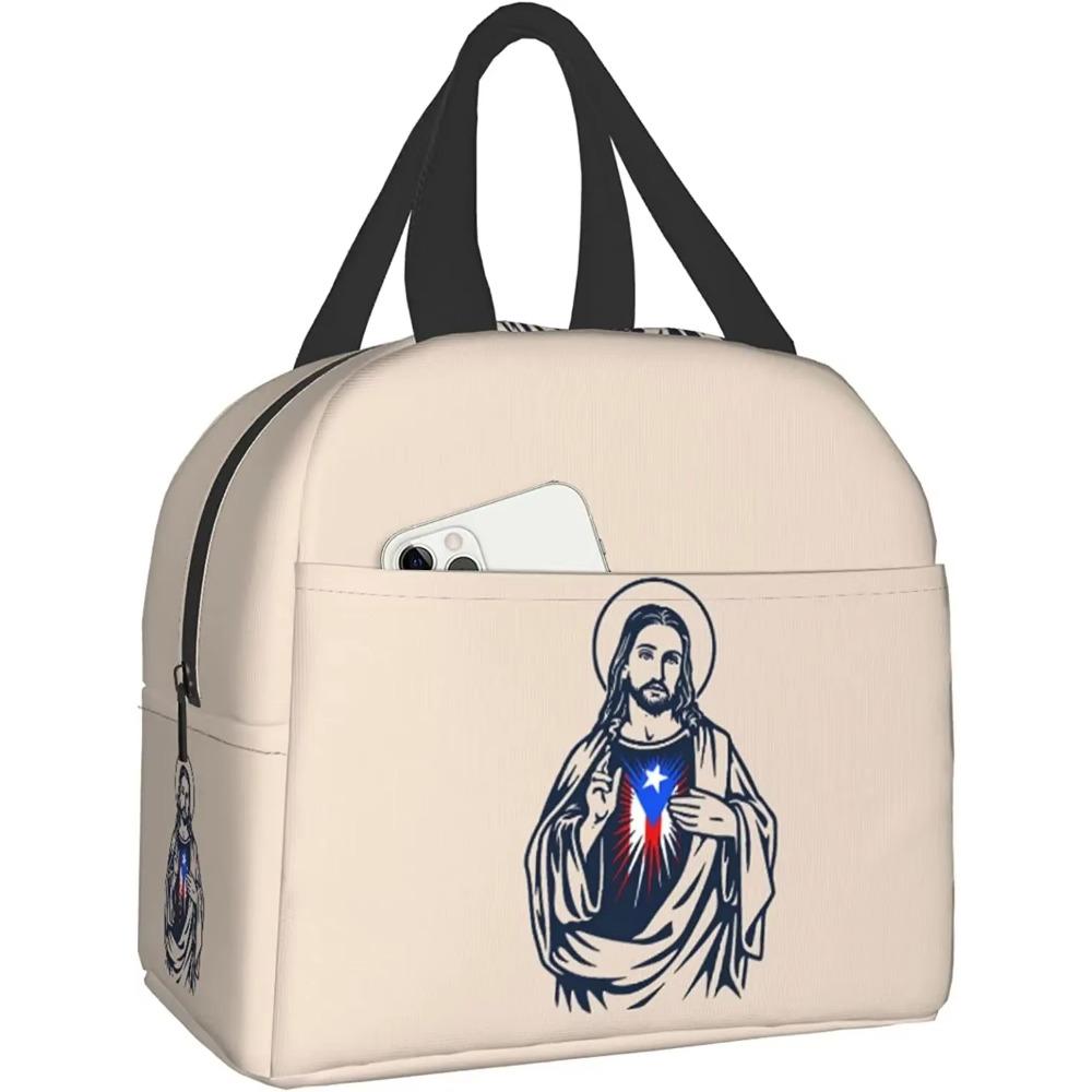 

Изолированная сумка для ланча, многоразовая сумка-холодильник, термосумка Пуэрто-Рико, тоут с передним карманом для женщин, мужчин, для путешествий, работы, походов, пикника 22x20x13CM коричневый