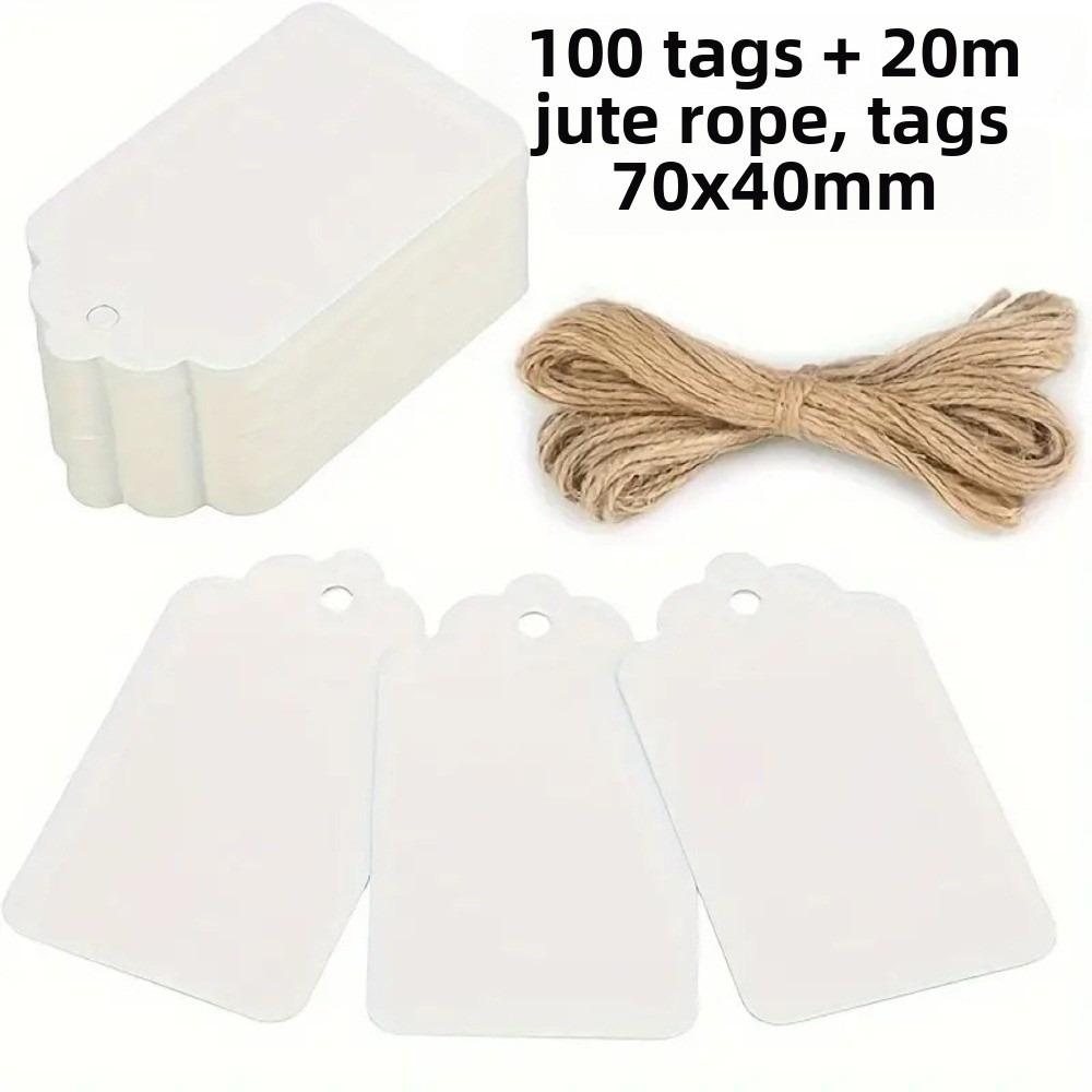 100Pcs Multi-purpose with Strings Kraft Paper Hanging Tags Blank DIY Packaging Label Cardboard Garment Labels Wedding