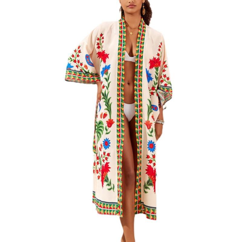 Plus Size Women's New Beach Holiday Cardigan Bikini Sunblock Blouse Blouse