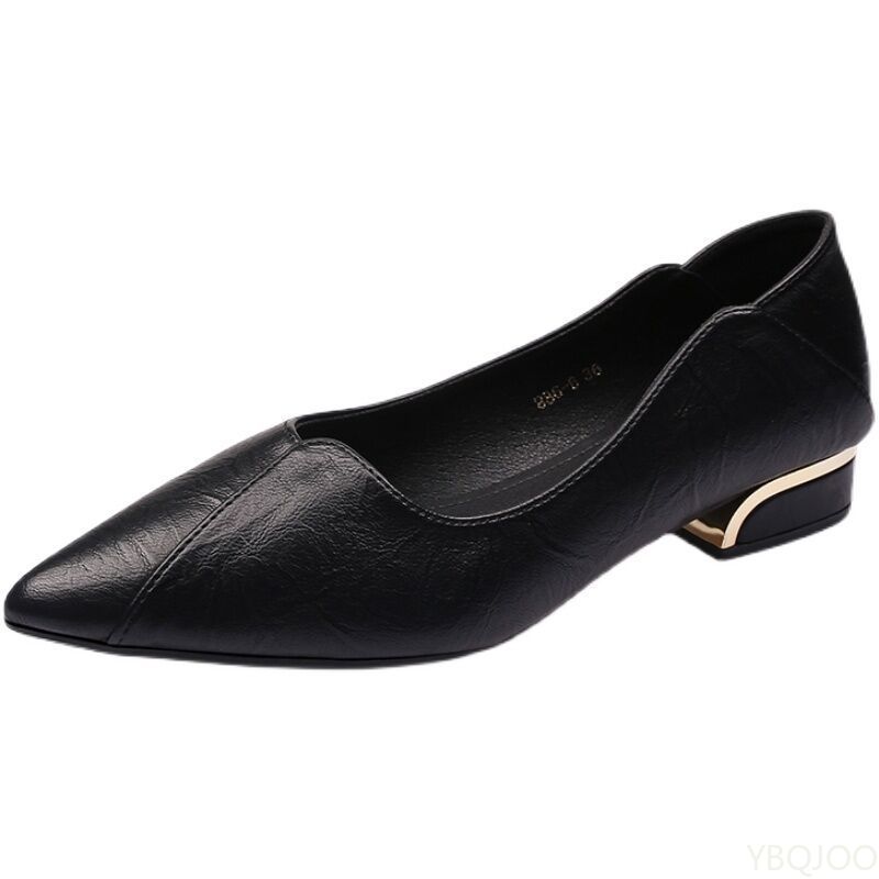 Elegant Minimalist Spring  Autumn New Pointed Toe Single Shoes Fashionable Versatile Thick Heel Shallow Mouth Women's Shoes