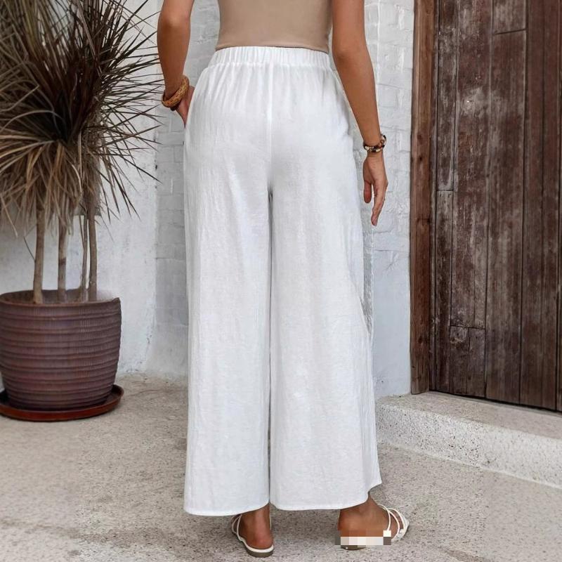 GMXIA Women's Fashion Casual Solid Color Print High Waist Pants & Capris