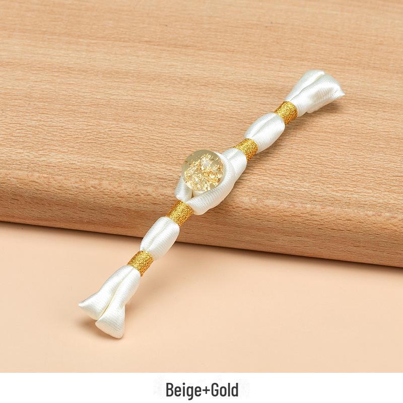 Hengmeihe Ręcznie Robiony Koralikowy Guzik Cheongsam ze Złotej Folii z Wykończeniem Złotą Nicią