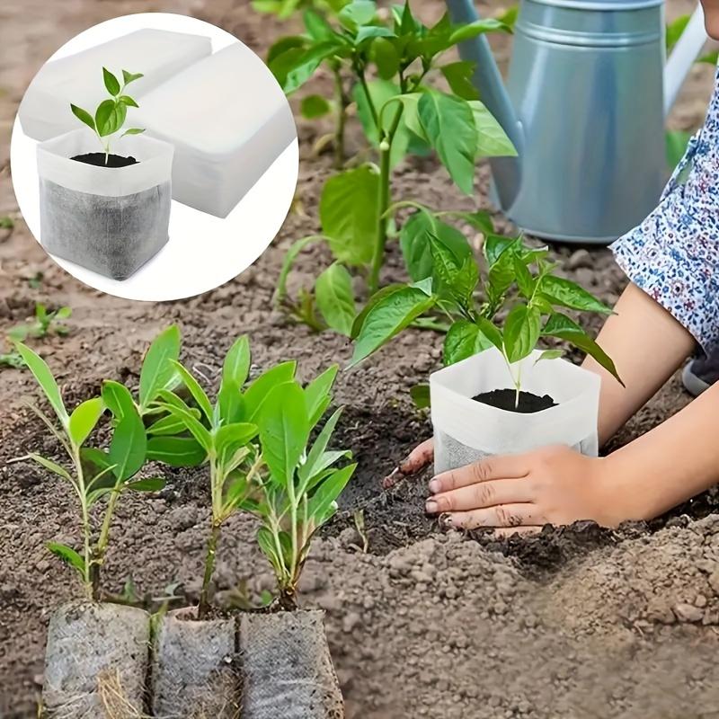 100pcs Plant Grow Bags Non-woven Fabric Nursery Crop Seedling Bags Supplies Biodegradable for Flower Vegetable Grow