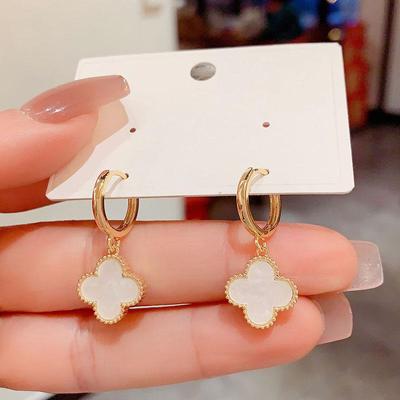 Temperament Simple Four-Leaf Clover Earrings Women's Earrings Buckle High-Grade Net Red Earrings Personality Match Earrings