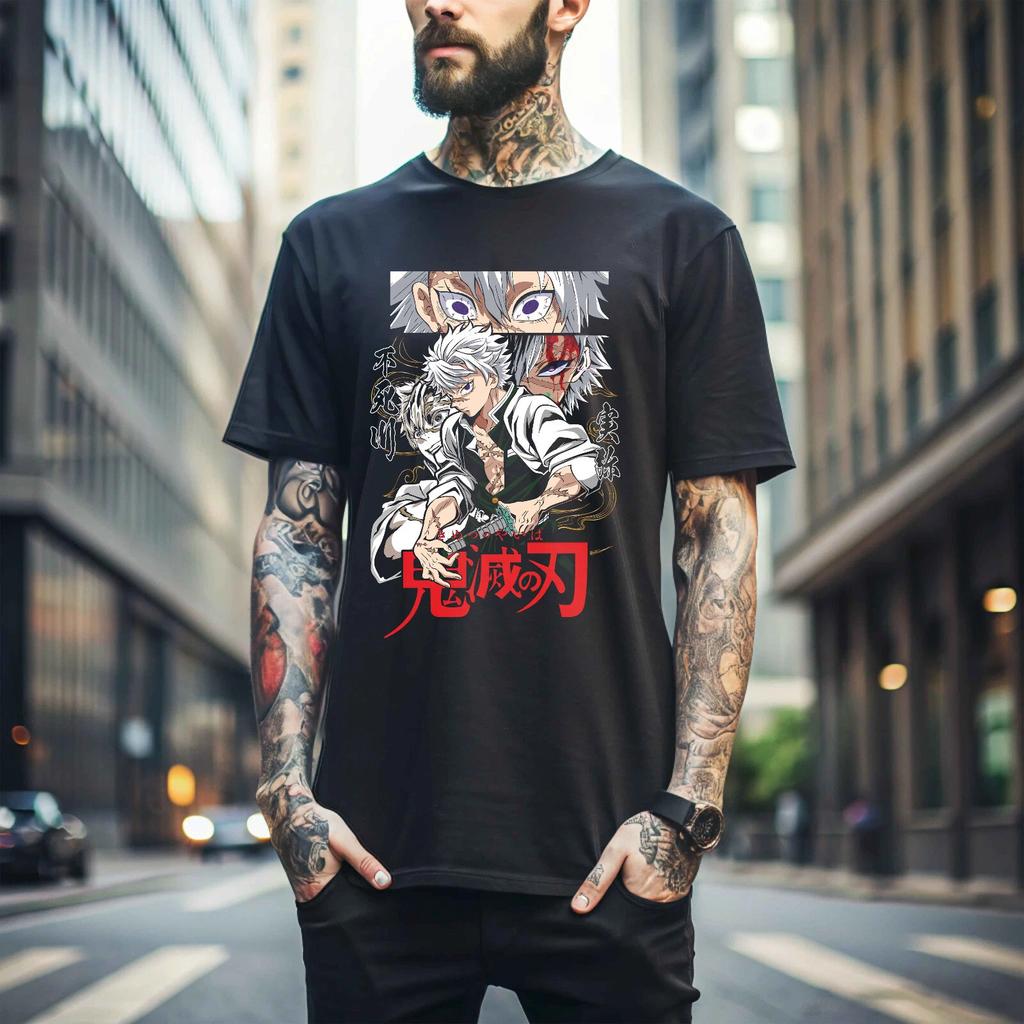 100% cotton TOPS UNISEX TEES MENS WOMENS Sanemi Shinazugawa T-shirt wind hashira Demon Slayer Horror anime Gift shirt 310