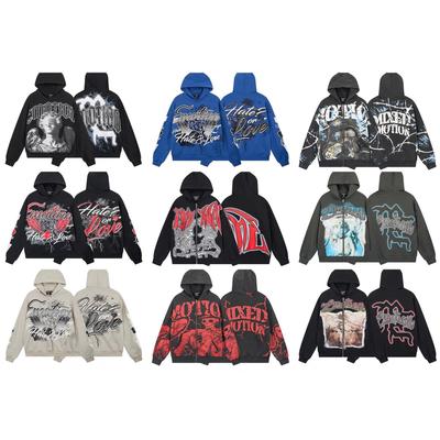 Cross-Border Mixed Emotion Graffiti Hip Hop Diamond Sweatshirt - Pure Cotton (Autumn/Winter)