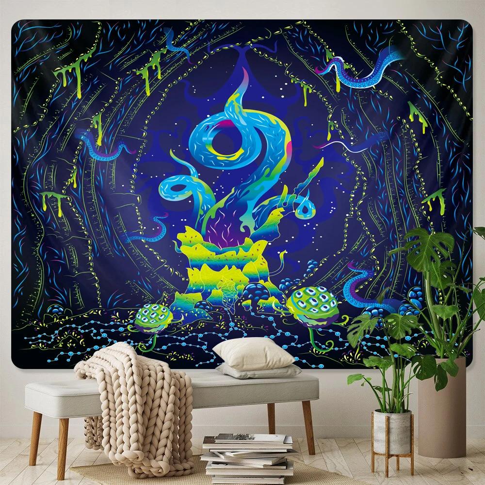 Mushroom Psychedelic Scene Home Decoration Art Tapestry Bohemia Room Yoga Mat Background Cloth