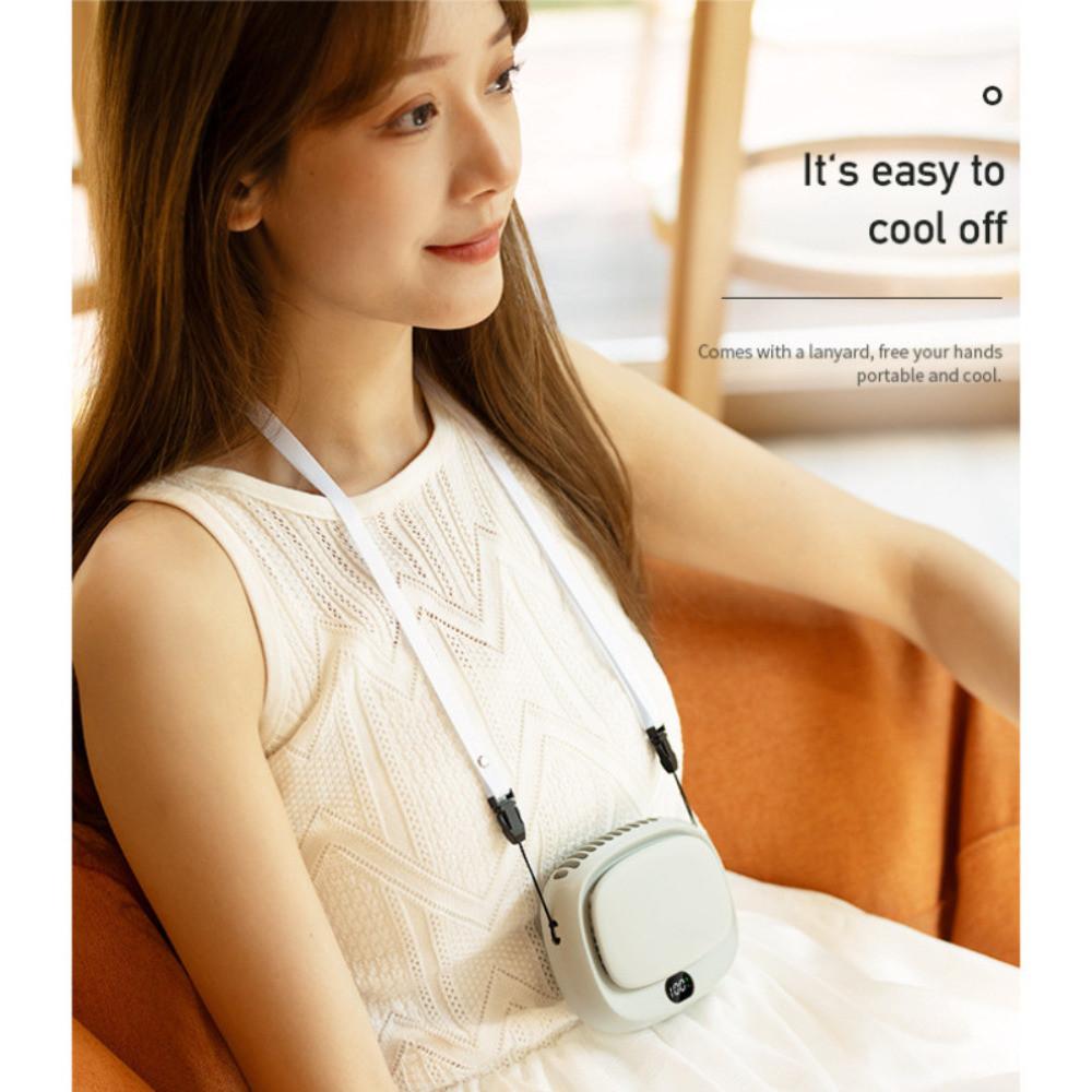 Portable Outdoor Neck Hanging Fan USB Bladeless Fan Digital Display Handheld Fan 93*43*116mm