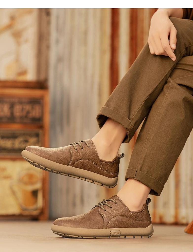Men's 2025 Winter Retro Leather Casual Sports Shoes - Non-slip, Soft Sole, British Style Work Footwear