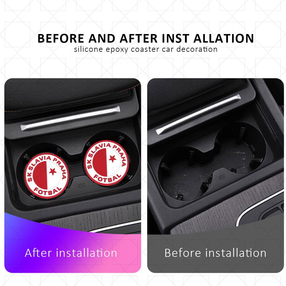 2PCS Car Anti Slip Mat Coaster Cup Car Water Cover Slot Interior Accessories Auto Styling Gift for Men & Women Football Fans