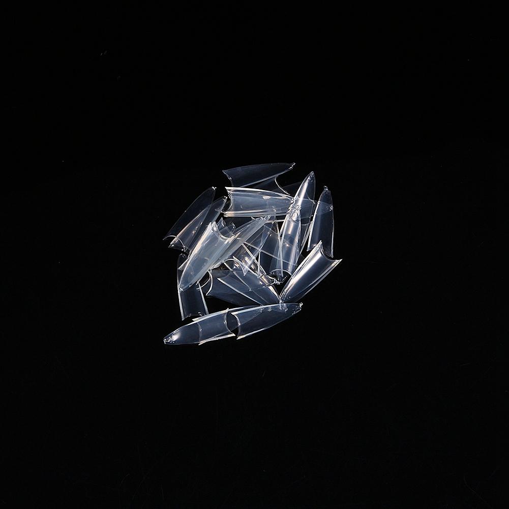 500 szt. Ostre tipsy stiletto do zdobienia paznokci, salonowa dekoracja do manicure (Przezroczysty)