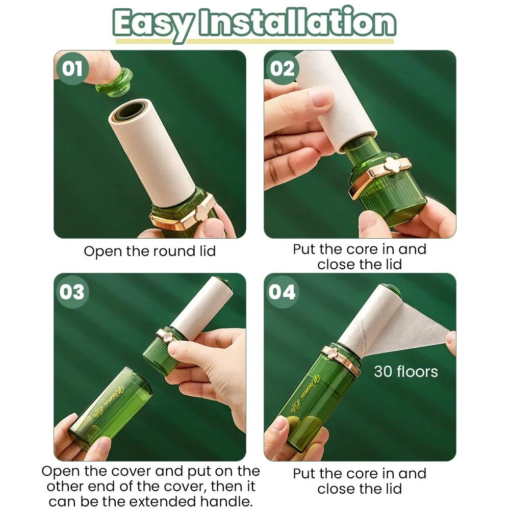 Convenient To Carry Roll Paper Adhesive Drum Dust Collector, Pet Hair, Clothing, Carpet Stain Remover, Replaceable Cleaning Brus Decor