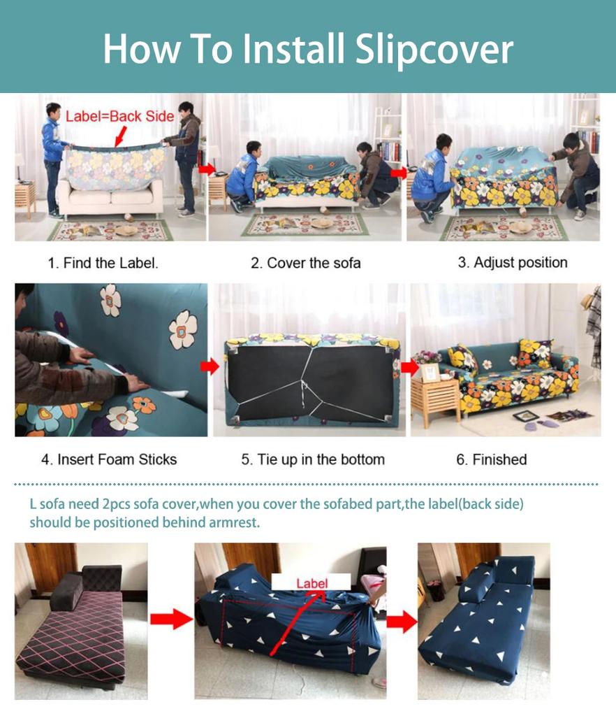 Gedruckter Stretch-Sofabezug mit Kissenbezug, Couchbezug, Möbelschutz für Schlafzimmer, Büro, Wohnzimmer, Heimdekoration