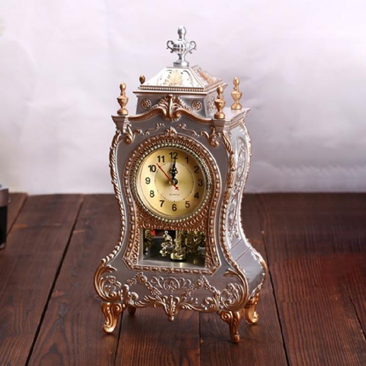 Carvings Antique Design Table Clock 12 Musical Alarms Mantels Clock with Chimes and Pendulum For Accurate Timekeeping