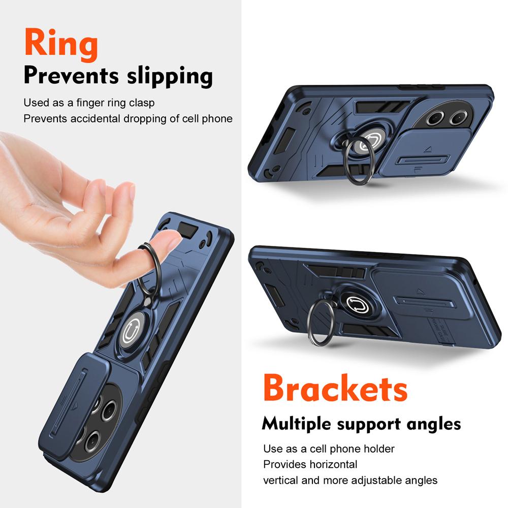 KEYSION Shockproof Armor Case for Tecno Camon 30S Pro Camera Lens Protection Ring Stand Phone Back Cover for Tecno Spark 30 Pro