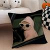Stylish Whimsical Fashion Cats Cushion Cover Throw Pillow Cover Hidden Button Durable Polyester Chair Cushion
