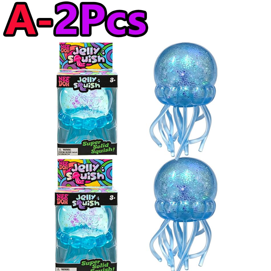 Popular  Jellyfish Octopus Soft Squeeze Fidget Toys Bead Filled Maltose Texture Soft Jelly-Like Stress Relief Squishy Toy