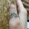 WOSTU Real 925 Sterling Silver Hip Hop Vintage Couples Creative Wings Open Rings For Women Punk Ring Party Jewelry Birthday Gift