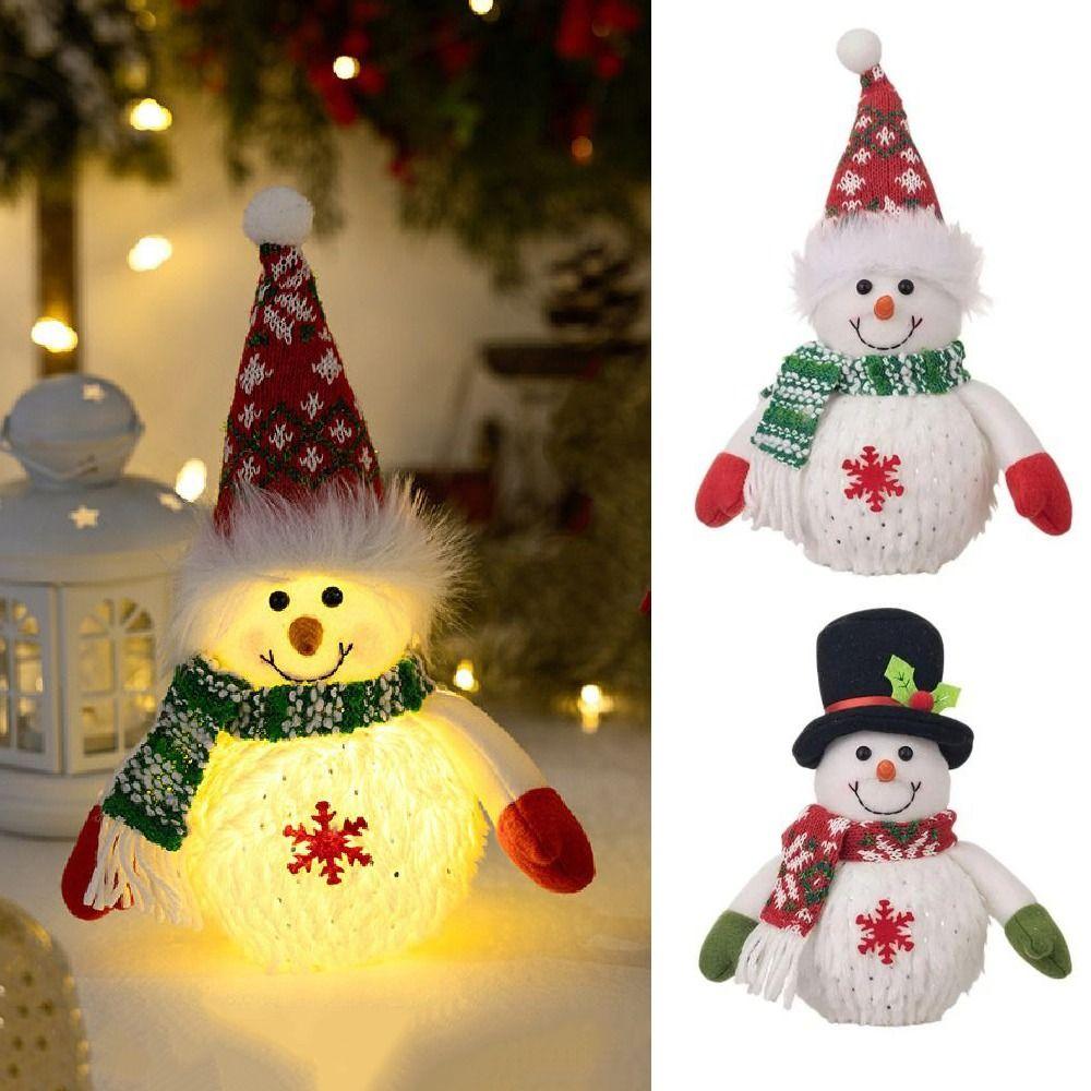 Cartoon Glowing Snowman Figurine Snowflake Luminous Snowman Ornament  Merry Christmas Decor