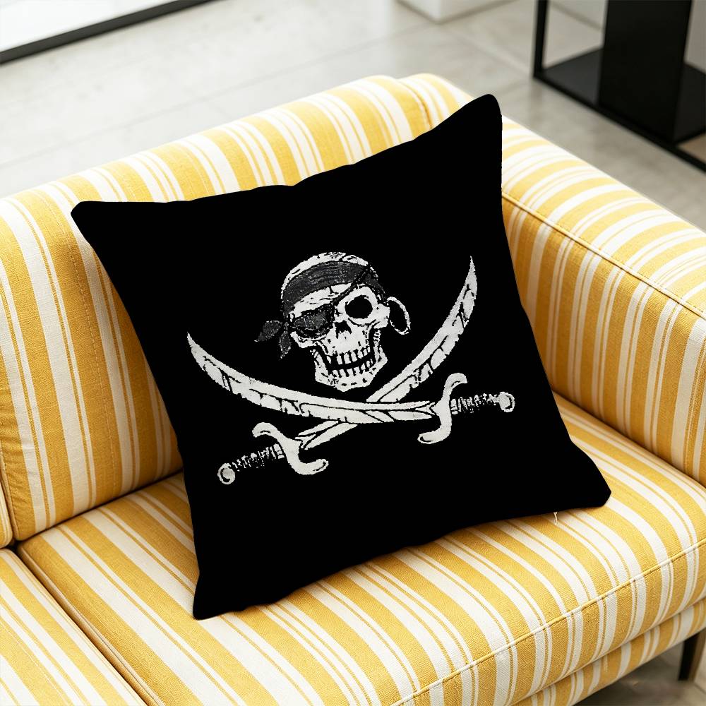 For Fish Cat Skull Pirate Jack Rackham Jolly Roger Throw Pillow Cover Case Custom Decorative Pillowcase Accent Cushion Covers