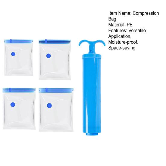 4Pcs Vacuum Compression Comforter Bags Vacuum Seal Bags with Hand Pump Space Saver Compression