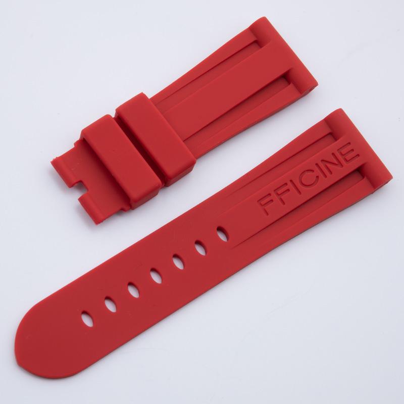 Soft Black Blue Orange Nature Rubber Silicone 26mm Watch Band for Panerai Strap Black Blue Red Orange With Tang Pin Buckle