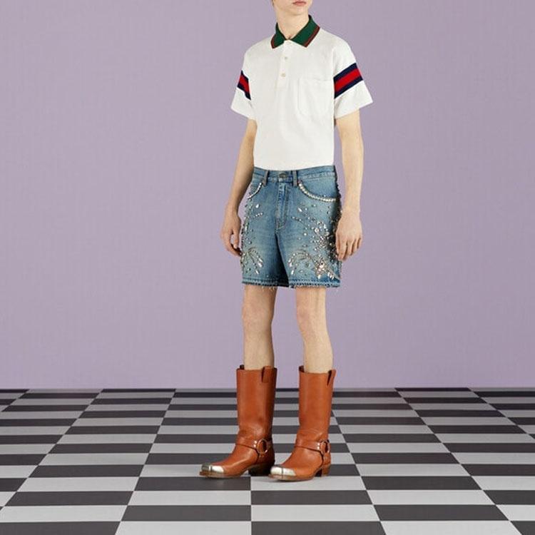 Gucci Cotton Jersey Polo With Web 'White' Men's 713997-XJETR-9088