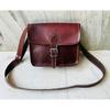 Saddle-stitched Leather Satchel Messenger Bag