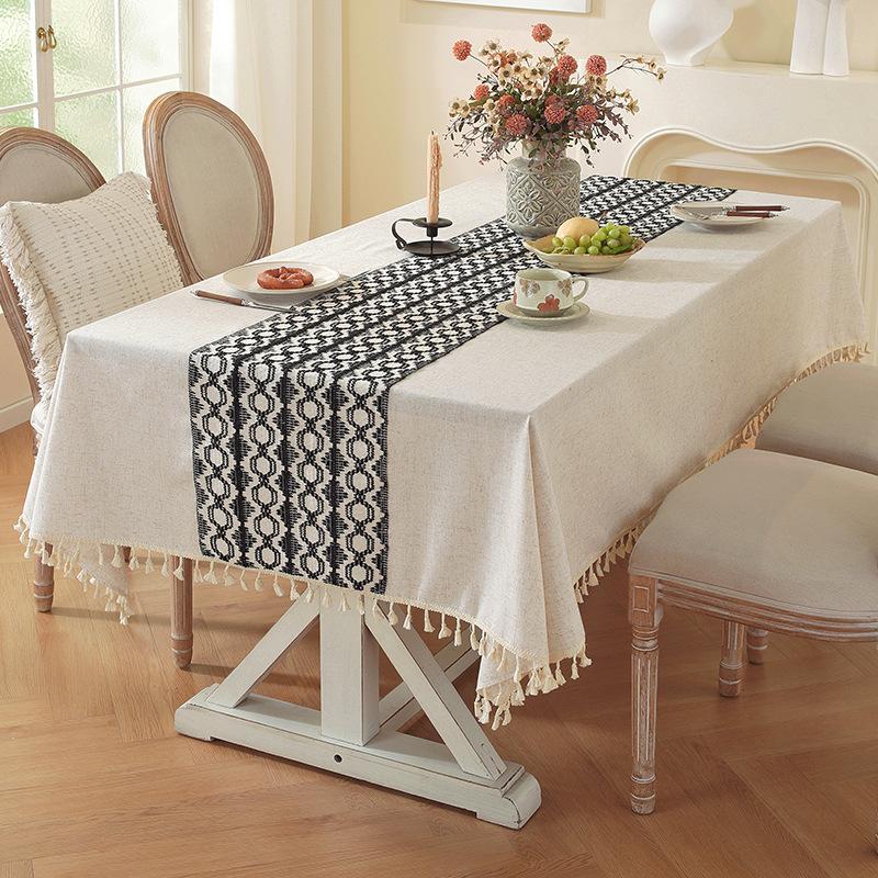 Tischdecke Polyester Hanf Schlichtes Temperament Hohlnaht Rechteckig Hochwertig Retro Kaffeetisch Esstisch Abdeckung Tuch Punkt