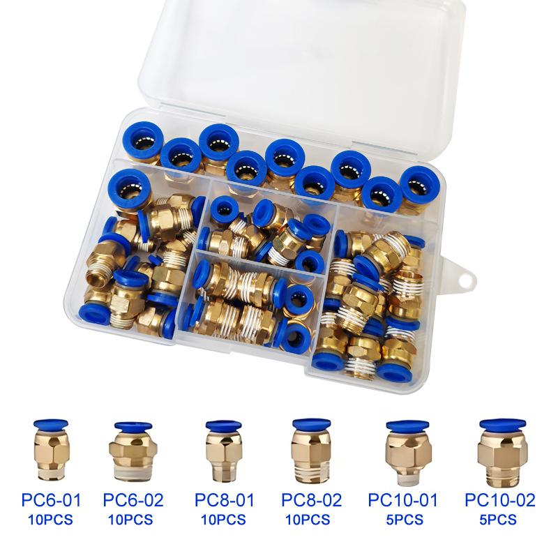 Boîte en plastique pneumatique à connexion rapide PU - 50PCS Droit, 60PCS Combinaison de connecteurs 4/6/8/10/12