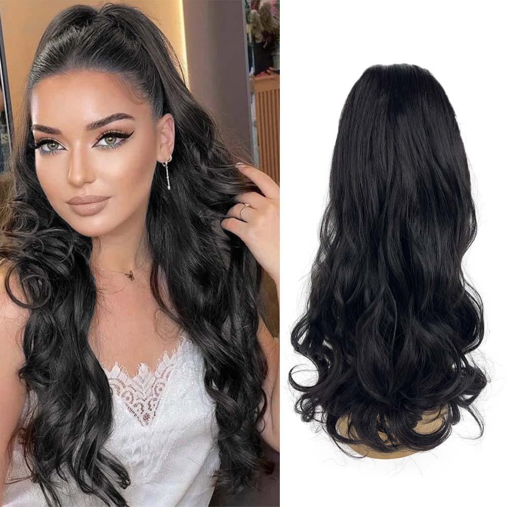 Wig Ponytail Big Wave Elastic Mesh Drawstring Net Pocket Synthetic Curly Hair High Temperature Silk