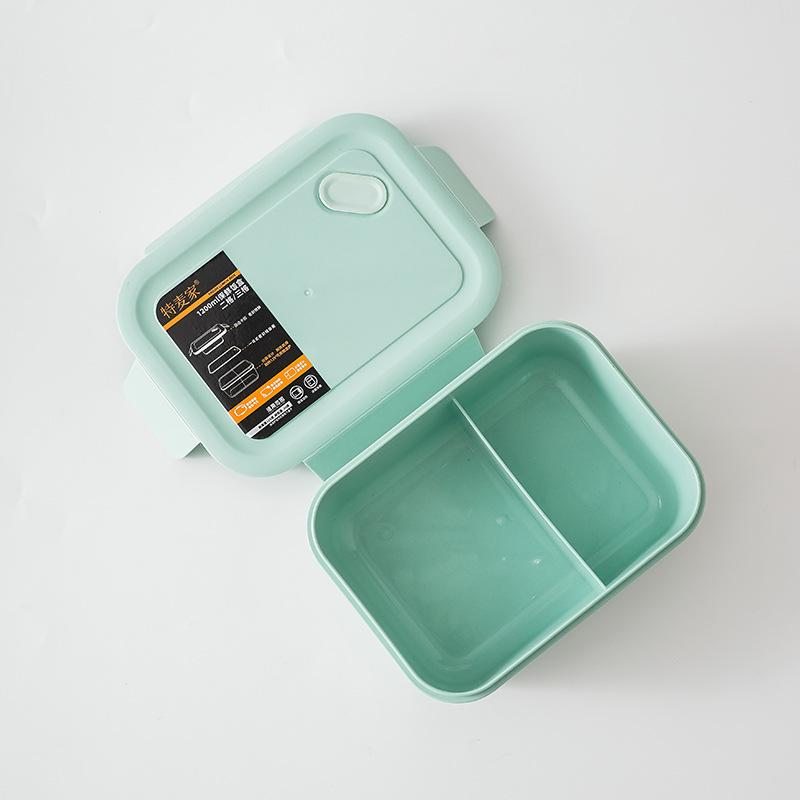 Bamboo Fiber Grid Lunch Box Microwavable Hermetic  Bento Box Child's Student Adults Food Containers Fashion Rectangle Grid