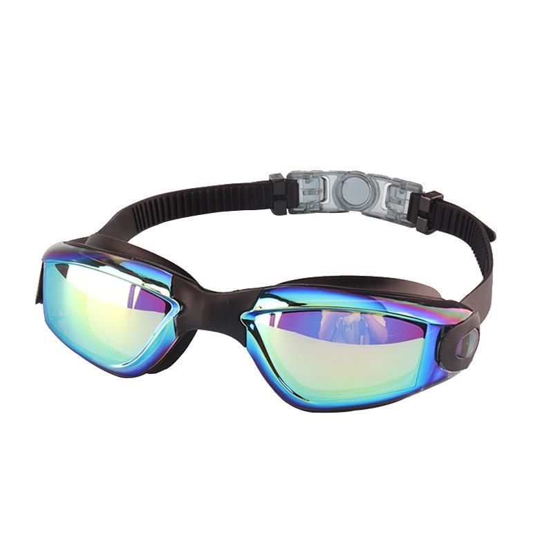 Adult Waterproof Four-Piece Swim Set: Anti-Fog Electroplated High-Definition Goggles with Swim Cap.