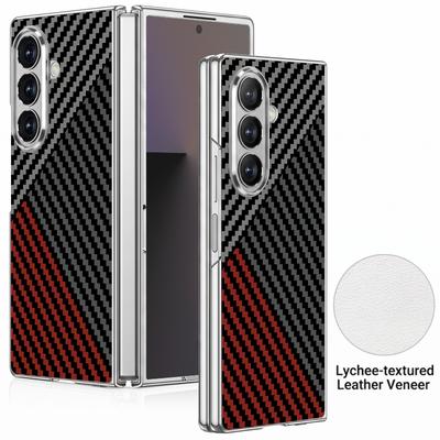 Streifenmuster PU-Leder Handyhülle Für Samsung Galaxy Z Fold 7 6 5 Fold7 Fold6 Fold5 Galvanisierter Rahmen Harte PC-Faltbare Rückseite
