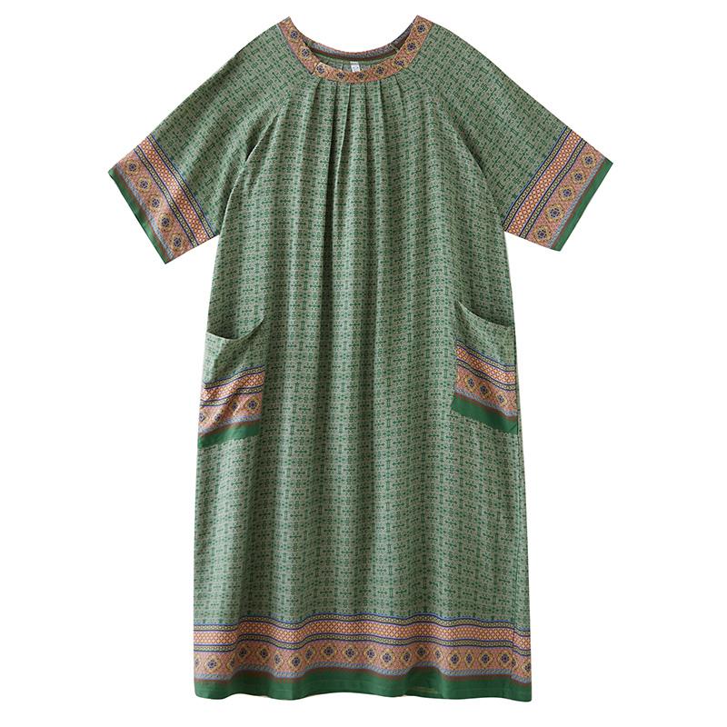 DIMANAF Nuevo 2026 Mujer Tallas Grandes Verano Playa Dama Estampado Vintage Vestido Largo Holgado Oversize Maxi Vestido de Sol Ropa