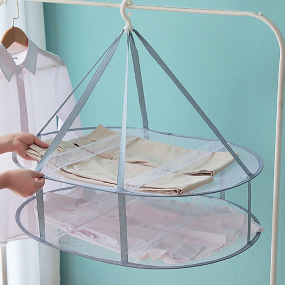 Anti-deformation Clothes Basket Folded Mesh Laundry Basket Clothes Drying Net Rack  Clothes Laundry