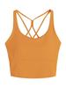Solid Color Cross-Back Sports Bra with Integrated Cup - Sexy and Slimming Yoga Tank Top