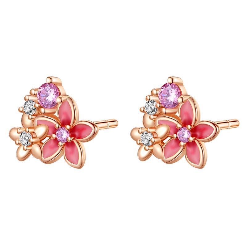 Fashion Spring Series Earrings For Women 925 Silver Color Butterfly Dragonfly Flower Heart Shaped Ear Studs Fine Jewelry Couple